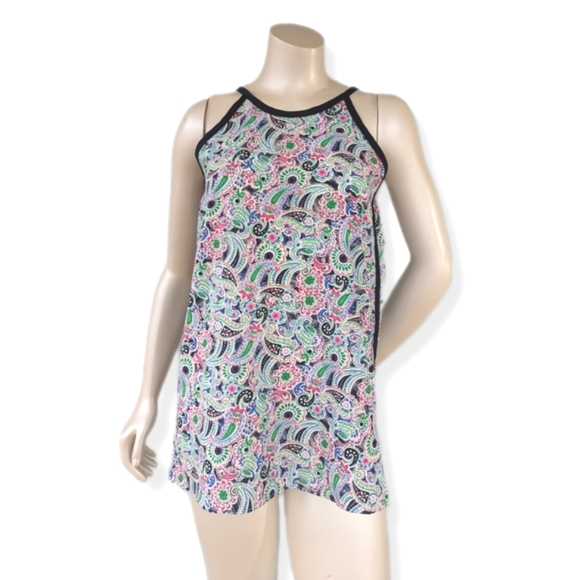 NWT C. Wonder Tie Neck Paisley Print Halter Tank Top - Picture 1 of 8